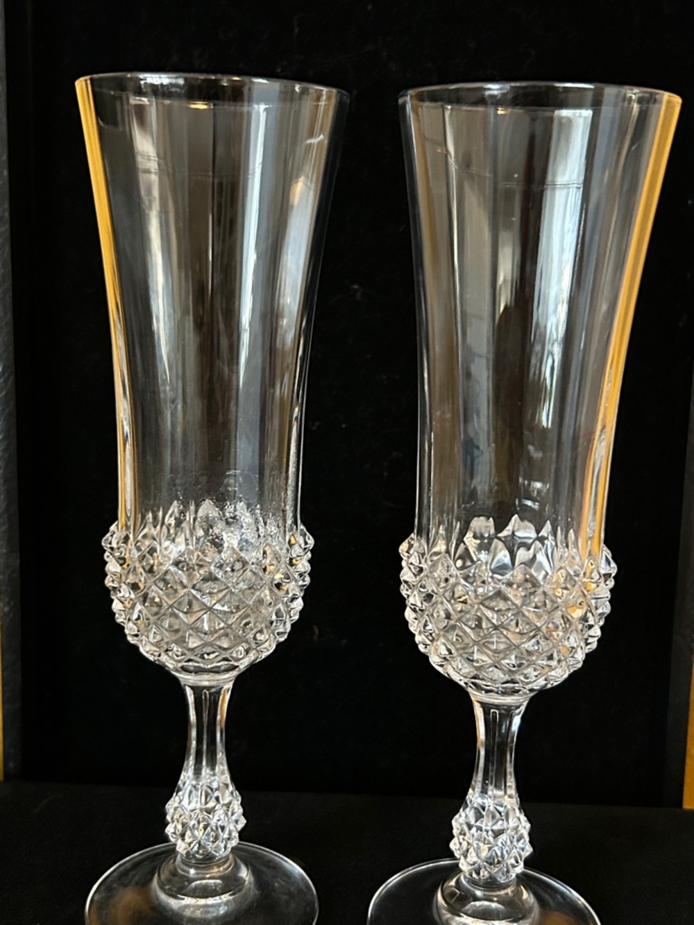 Crystal D’Arques Duran “Vlencay Cut-Pattern Champagne Flutes - Set of 2 Pristine